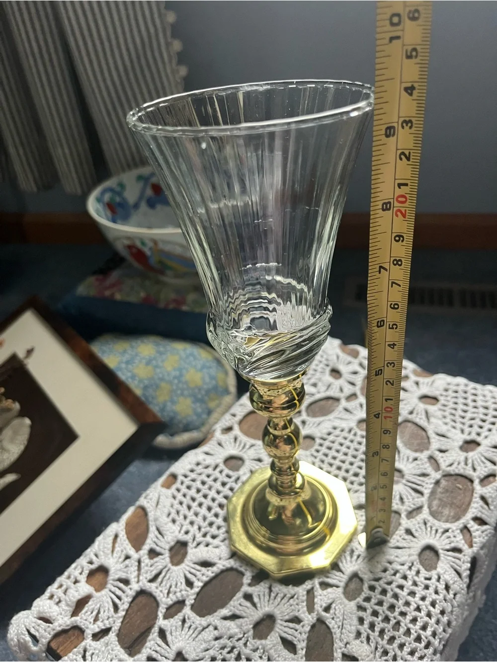Pair of Elegant Baldwin candlesticks w: Glass fluted peg votives